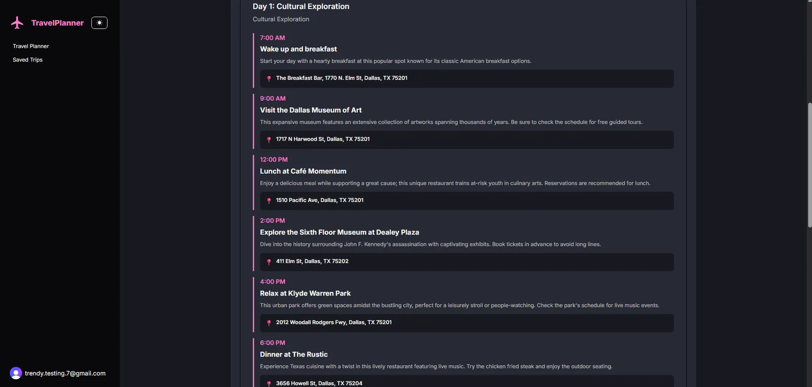 Agentic AI Travel Planner preview 3