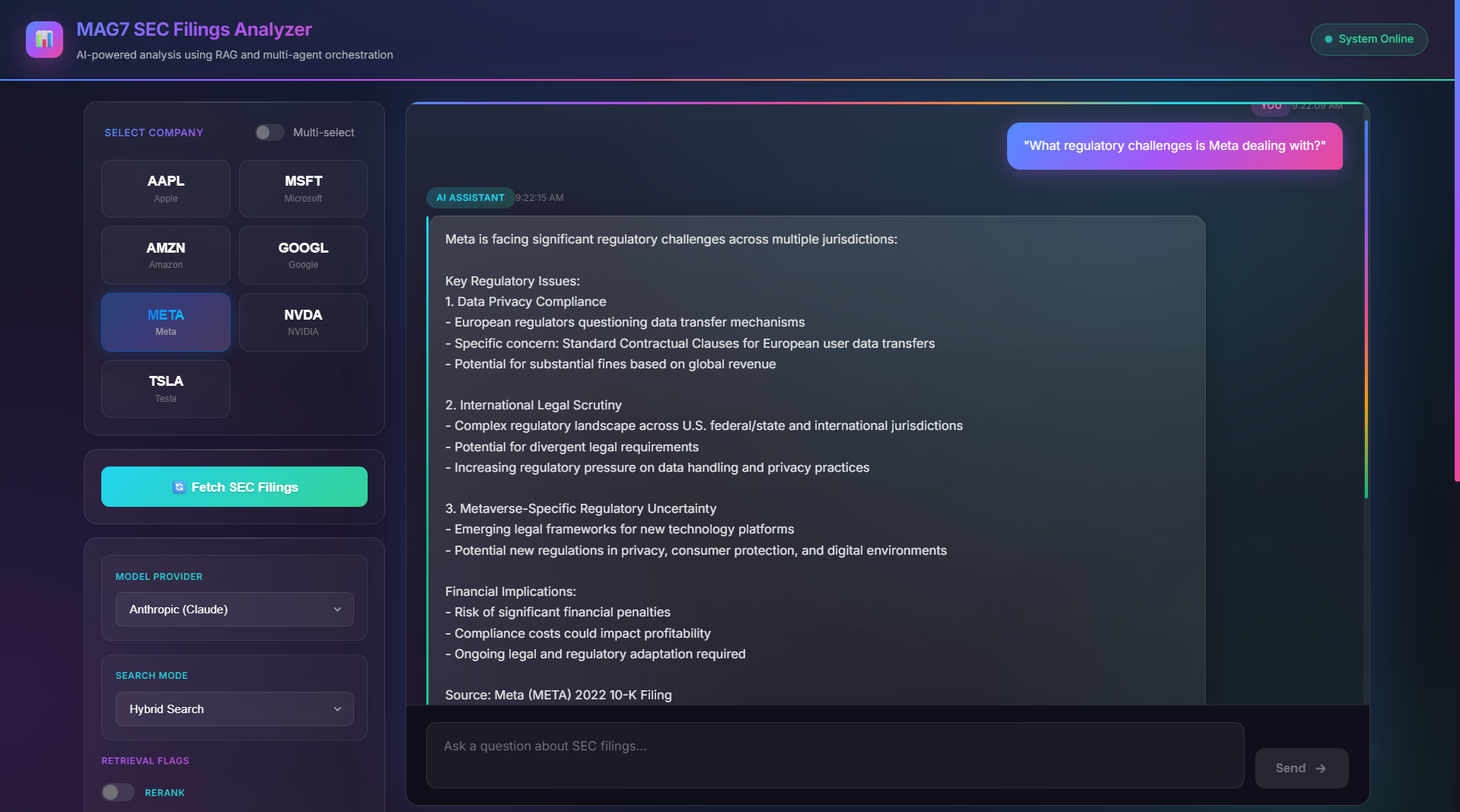 MAG7 SEC Filings Analyzer — Agentic Financial Intelligence Platform preview 3